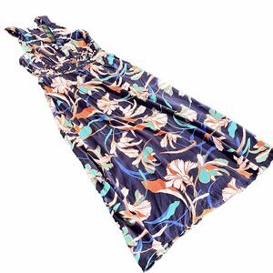 Japna Stunning Blue floral halter long maxi dress size small Hawaiian Tropical